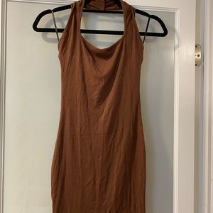 Brown Halter Neck Bodycon
